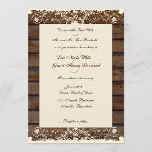 Houten planten Cream Shabby Lace Wedding Invitatio Kaart
