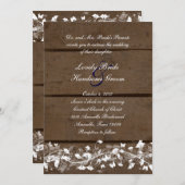 Houten planten Floral Wedding Invitation Kaart (Voorkant / Achterkant)