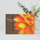 Houten planten, Oranje Zinnia RSVP met enveloppe (Staand voorkant)