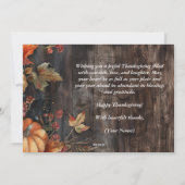 Houten pompoenen en bladeren Happy Thanksgiving Feestdagenkaart (Achterkant)