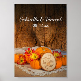 Houten Pompoenen Herfst Bruiloft Poster