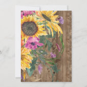 Houten pot met zonnebloem bruiloft feest kaart (Achterkant)