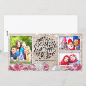 Houten Prettig Kerstfeest Gelukkig Nieuwjaar Groet Feestdagenkaart (Voorkant / Achterkant)