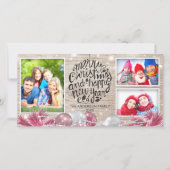 Houten Prettig Kerstfeest Gelukkig Nieuwjaar Groet Feestdagenkaart (Voorkant)