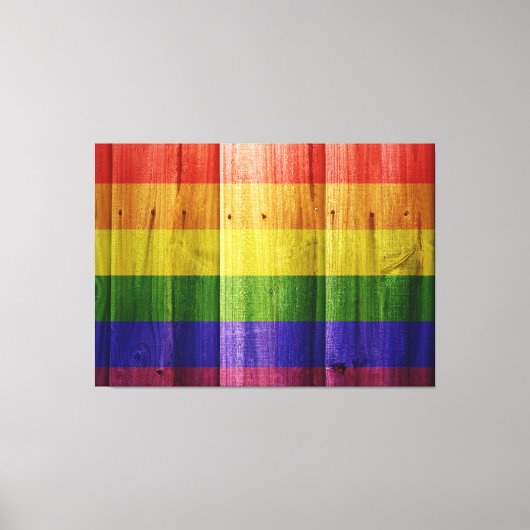 Houten regenboog pride vlag canvas afdruk (Voorkant)