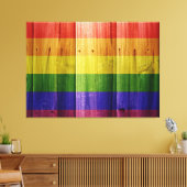 Houten regenboog pride vlag canvas afdruk (Insitu (Woonkamer))
