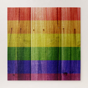 Houten regenboog pride vlag legpuzzel