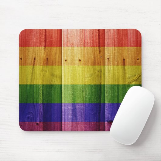Houten regenboog pride vlag muismat (Met muis)