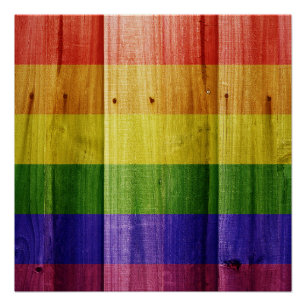 Houten regenboog pride vlag perfect poster