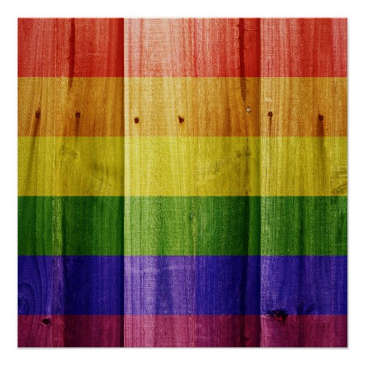 Houten regenboog pride vlag perfect poster (Voorkant)