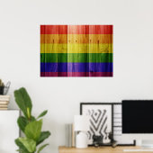 Houten regenboog pride vlag poster (Thuiskantoor)