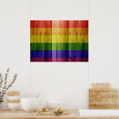 Houten regenboog pride vlag poster (Keuken)
