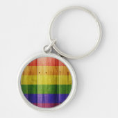 Houten regenboog pride vlag sleutelhanger (Voorkant)