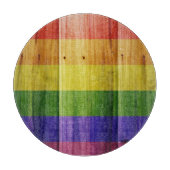 Houten regenboog pride vlag snijplank (Voorkant)