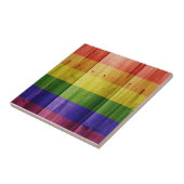 Houten regenboog pride vlag tegeltje (Zijkant)