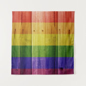 Houten regenboog pride vlag wandkleed (Voorkant)