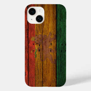 Houten reggae rasta vlag leeuw muziek kunst Case-Mate iPhone 14 hoesje