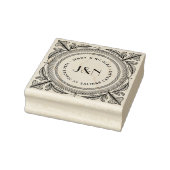 Houten retouradresstempel met botanisch frame rubberstempel (Stempel)