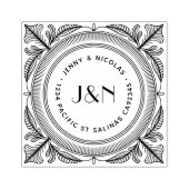 Houten retouradresstempel met botanisch frame rubberstempel (Afrduk)
