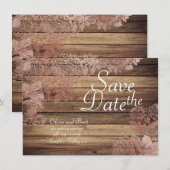 Houten robuuste roze kant Trouw Save The Date (Voorkant / Achterkant)