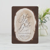 Houten robuuste wedding save the date uitnodiging (Staand voorkant)