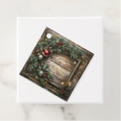 houten rode bessen en Holly Christmas Bedankjes Labels (In situ)