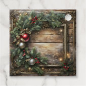 houten rode bessen en Holly Christmas Bedankjes Labels (Achterkant)