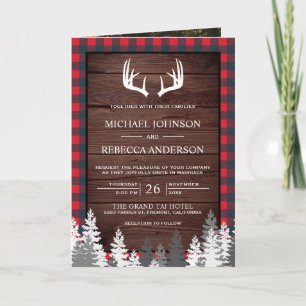 Houten Rode Buffalo Geruite Eland QR Code Bruiloft