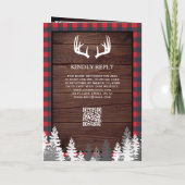 Houten Rode Buffalo Geruite Eland QR Code Bruiloft (Achterkant)