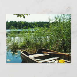 Houten roeiboot briefkaart