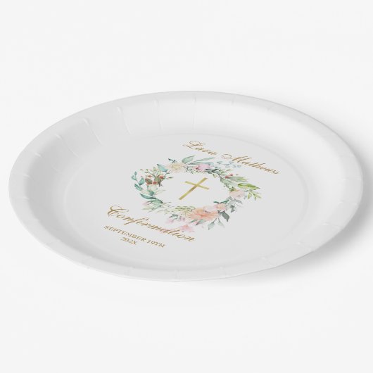 Houten Roos Guirlande Goud Bevestiging Papieren Bordje (Gekanteld)