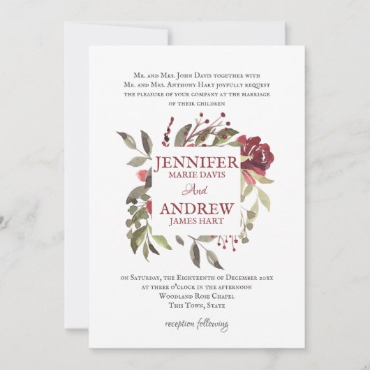 Houten Roos Vierkant Frame Kaart (Voorkant)