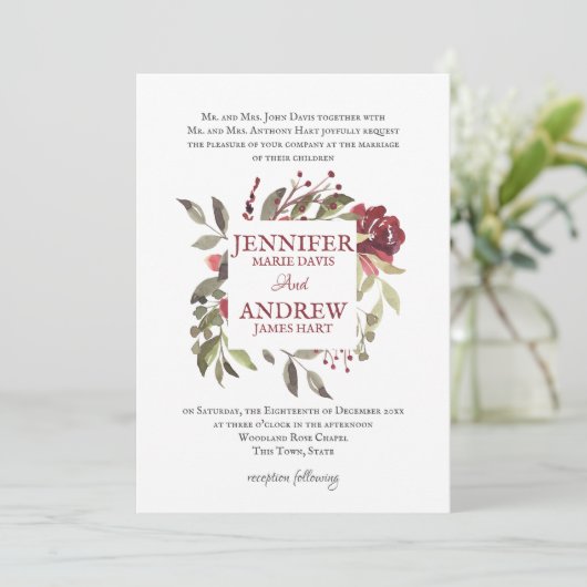 Houten Roos Vierkant Frame Kaart (Staand voorkant)