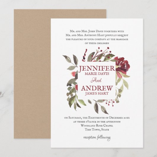 Houten Roos Vierkant Frame Kaart