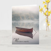 Houten Rowboat Reflectie Sympathie Kaart (Gele Bloem)