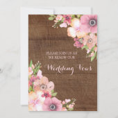 Houten Roze Bloemen Huwelijksbelofte Vernieuwing U Kaart (Voorkant)