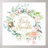 Houten Roze Gouden Script Baby Sprinkle Bord Poster (Voorkant)