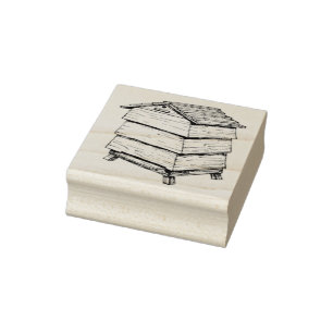 Houten Rubber Stamp - Bijenkorf Rubberstempel