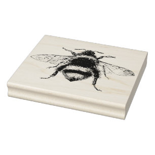 Houten rubberen stempel - Honingbij