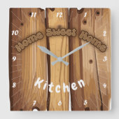 Houten Rustiek Bord Vierkante Klok (Voorkant)