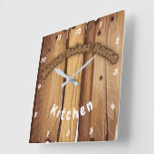 Houten Rustiek Bord Vierkante Klok (Hoek)