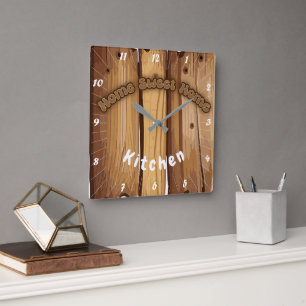 Houten Rustiek Bord Vierkante Klok