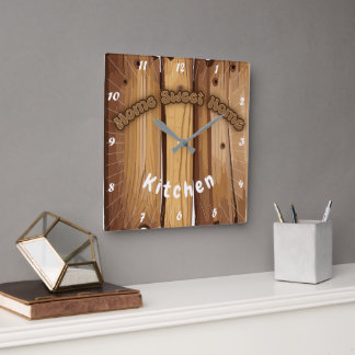 Houten Rustiek Bord Vierkante Klok