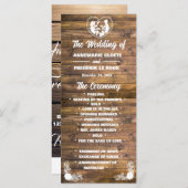 Houten Rustiek Kant Bruiloft Programma (Voorkant / Achterkant)