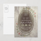 Houten rustiek land Save the date briefkaarten (Voorkant / Achterkant)