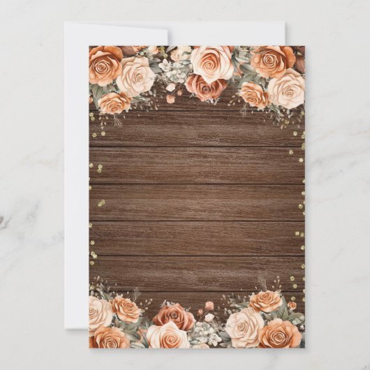 Houten Rustiek Terracotta Pompoen Baby shower Kaart (Achterkant)