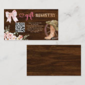 Houten Rustieke Bloem Cadeauregister Informatiekaartje (Voorkant / Achterkant)