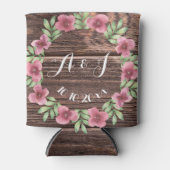 Houten Rustieke bloemen monogram koelboxxen Blikjeskoeler (Voorkant)
