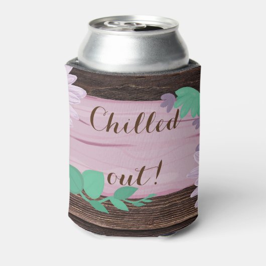 Houten Rustieke bloemen monogram koelboxxen Blikjeskoeler (Blikje Achterkant)