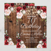 Houten Rustieke Bourgondische Bloemen Verrassing 7 Kaart (Voorkant / Achterkant)